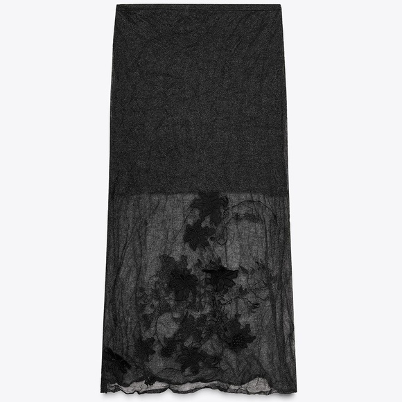 Zara NWT Semi Sheer Floral Combination Fabric Resort Wear Midi Skirt (Medium) - Picture 2 of 5